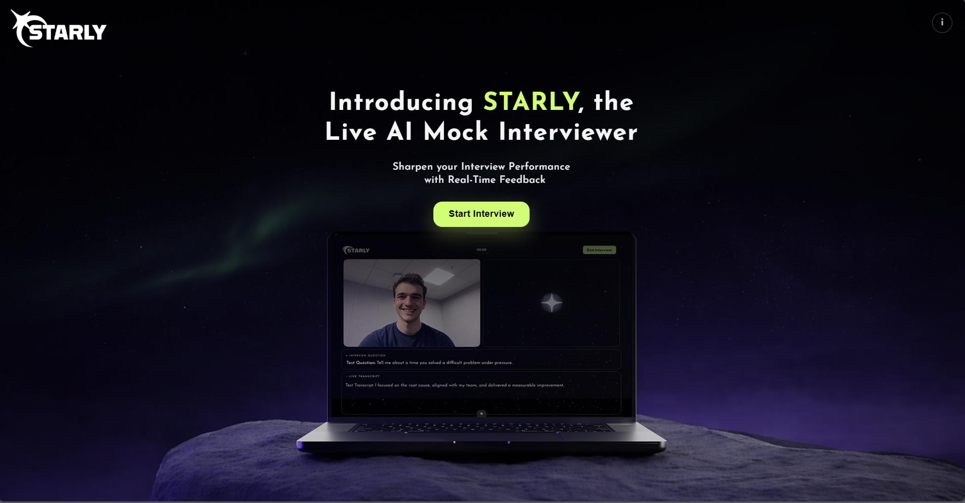 STARLY mock interview platform screenshot